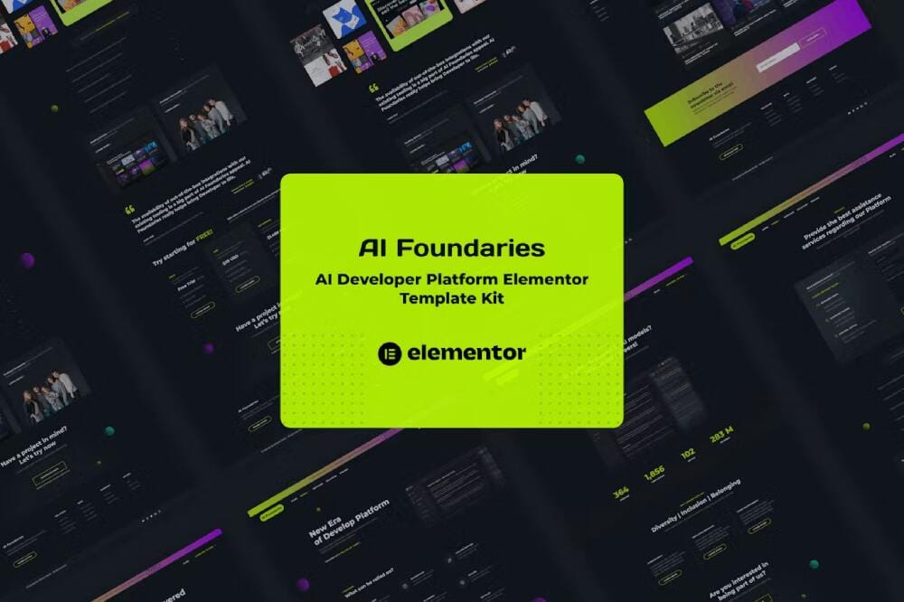 aifoundariescover ai foundaries – elementor template kit for ai developer platform - image 1