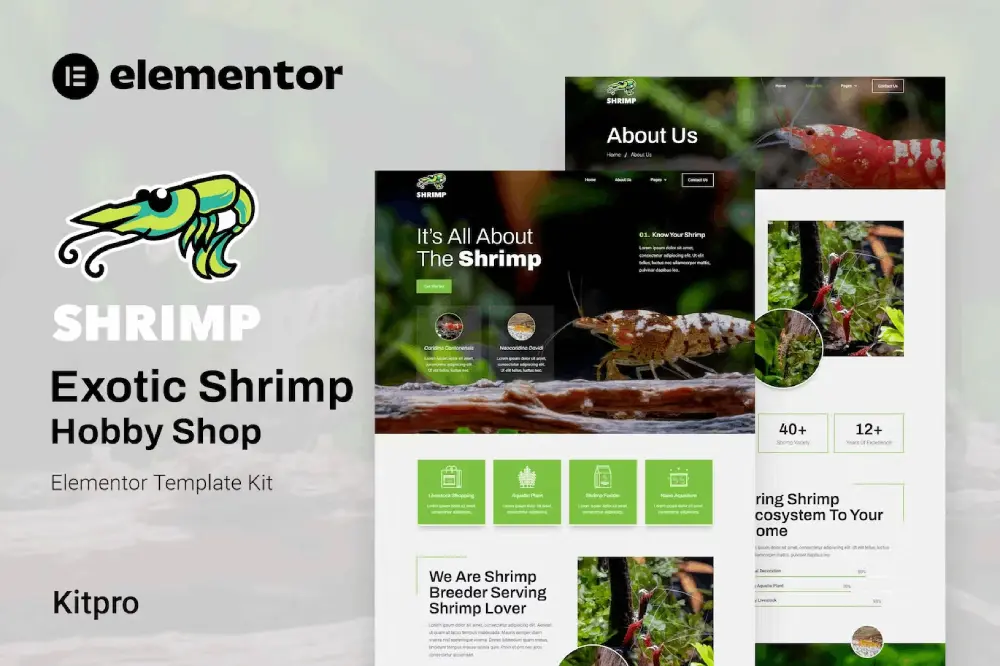 acquarium-hobby shrimp – elementor template kit for aquarium & hobby shop - image 1