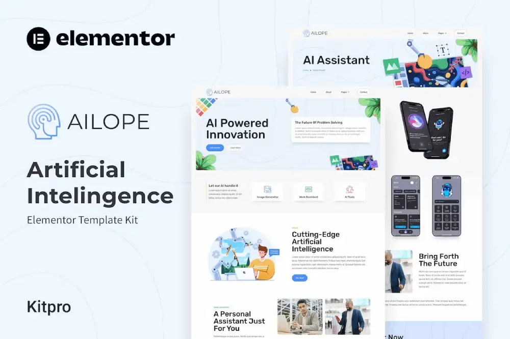 ailopecover ailope – elementor template kit for artificial intelligence services - image 1