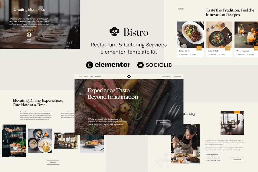 bistrocover bistro - elementor template kit for restaurant & catering services - image 1