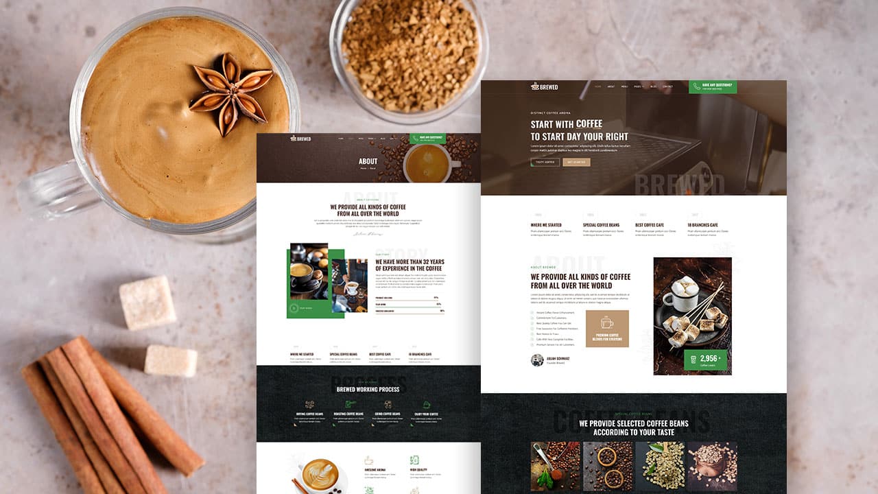 brewed brewed: elementor template kit for coffee shops & cafes - image 1
