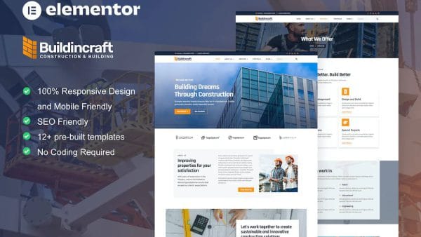 BuildinCraft- Construction & Building Elementor Template Kit