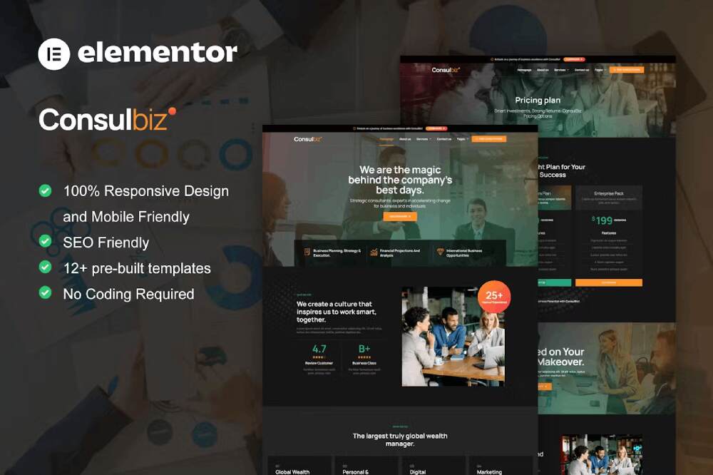 consulbizcover consulbiz - business consultant elementor template kit - image 1