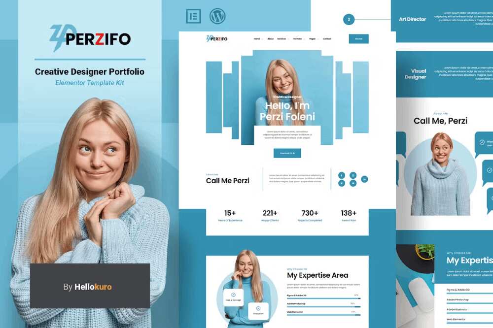 cover-perzifo perzifo - creative designer portfolio elementor template kit - image 1