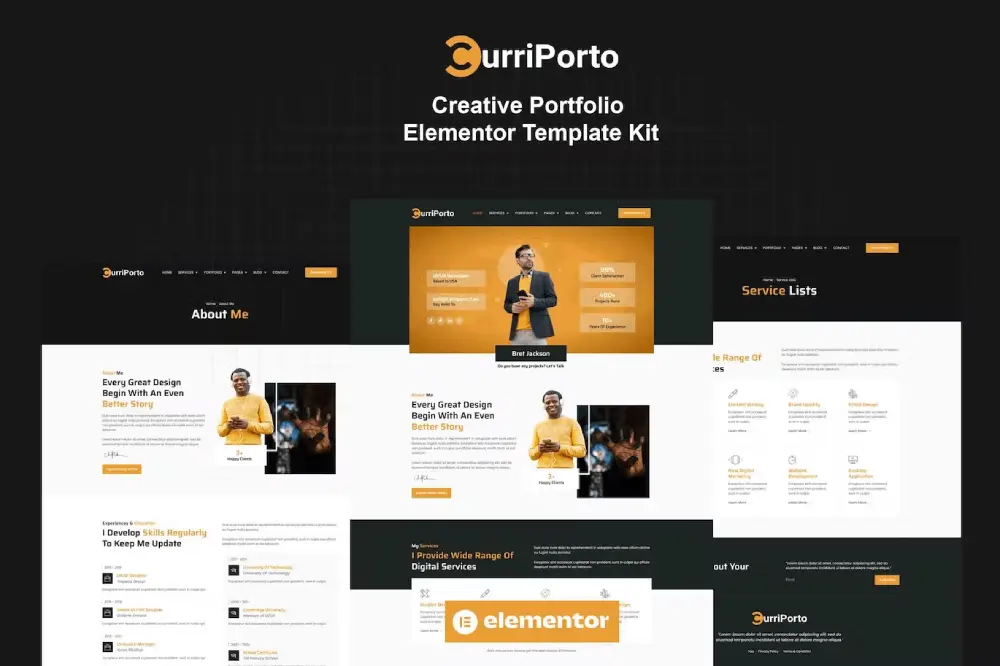 curriportocover curriporto: elementor template kit for creative portfolios - image 1
