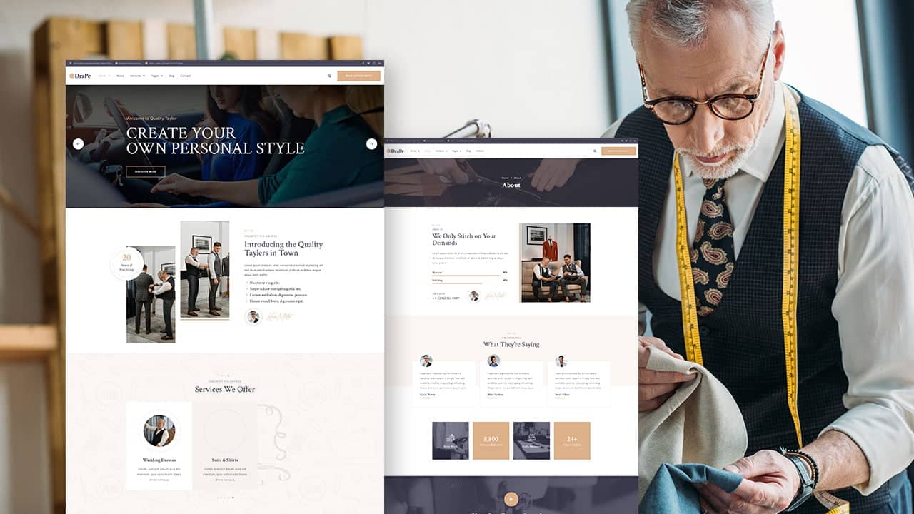 drape drape: elementor template kit for tailors & clothing - image 1