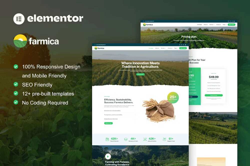 farmicacover farmica - elementor template kit for agriculture & organic farming - image 1
