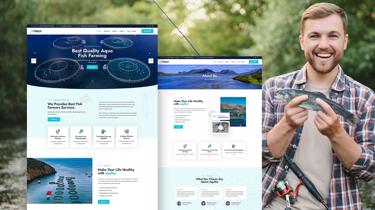 finny finny: elementor template kit for aqua farm & fishery services - image 1