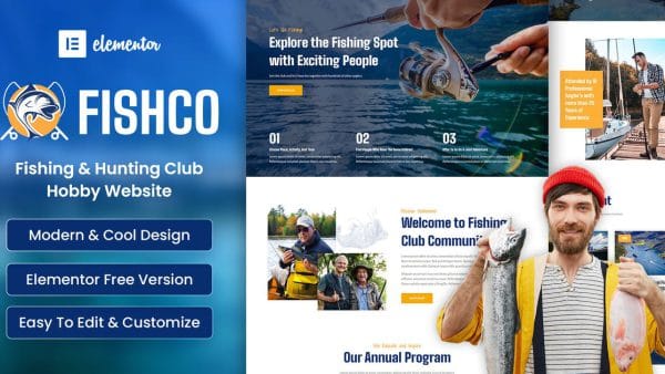 Fishco - Fishing & Hunting Club Hobby Elementor Template Kits