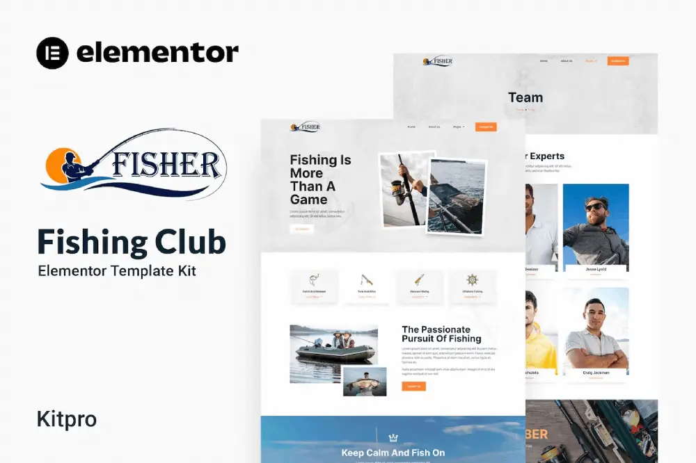 fishercover fisher: elementor template kit for fishing clubs and businesses - image 1