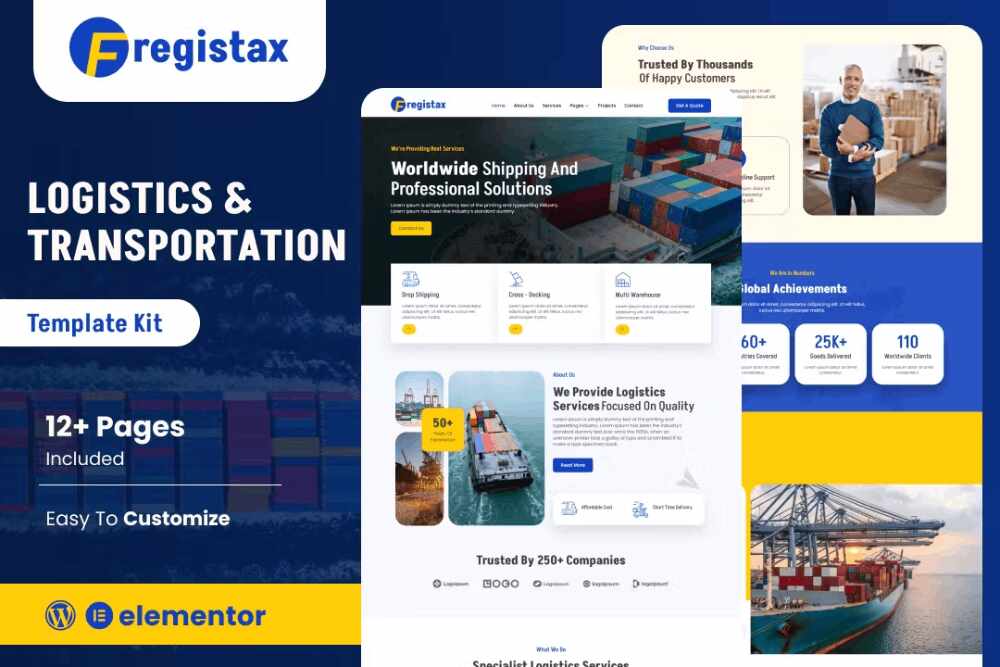 fregistaxcover fregistax - elementor template kit for cargo & logistics - image 1