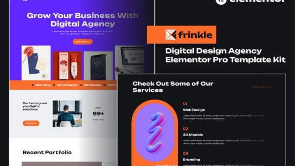 Frinkle - Digital Design Agency Elementor Pro Template Kit