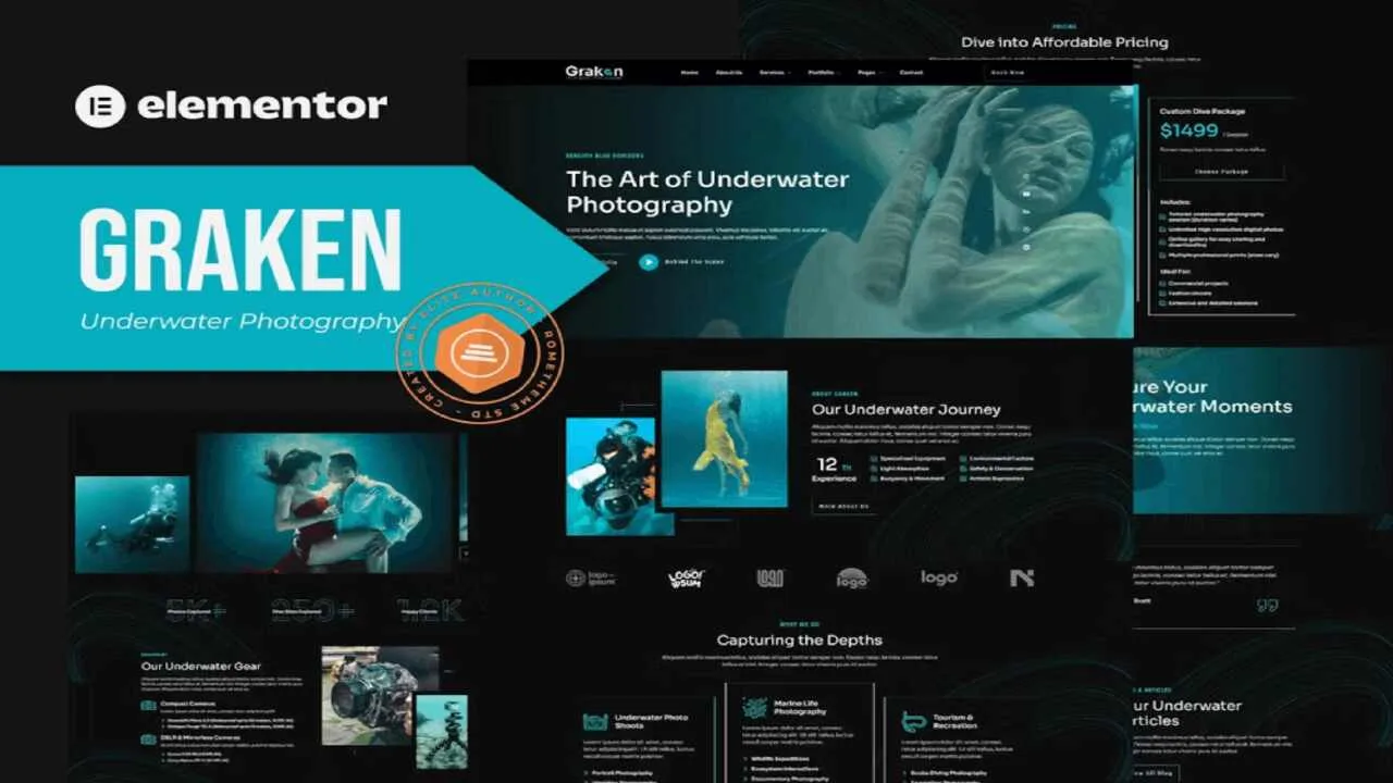 graken – underwater photography elementor template kit - image 1