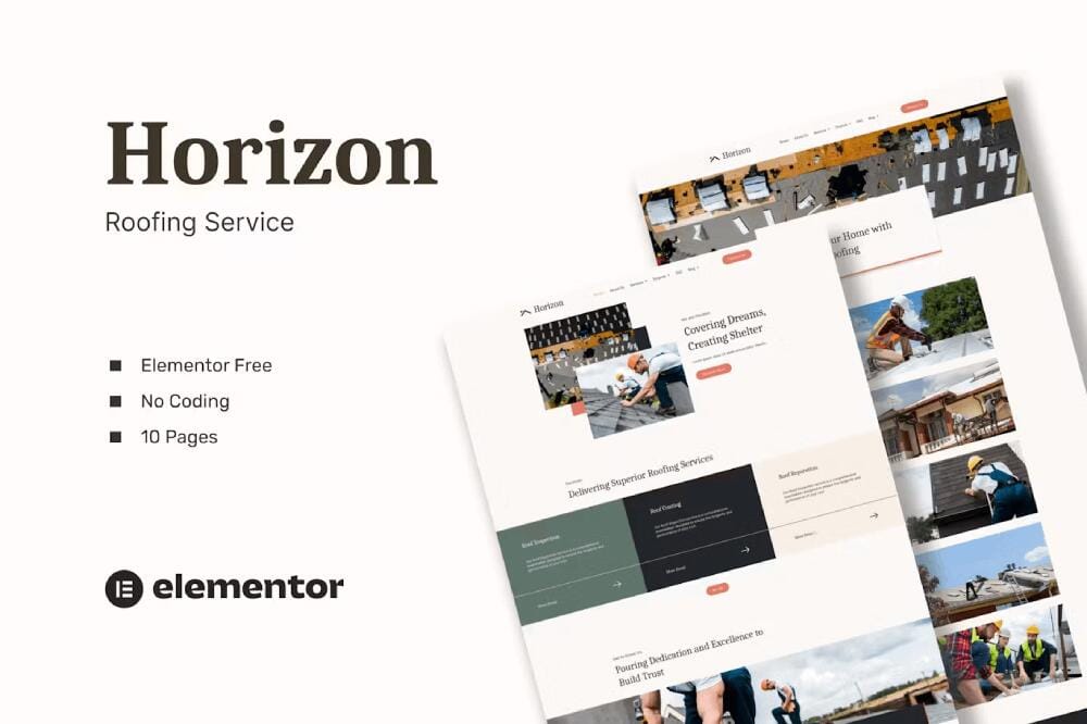 horizoncover horizon – elementor template kit for roofing service & roofing marketing - image 1