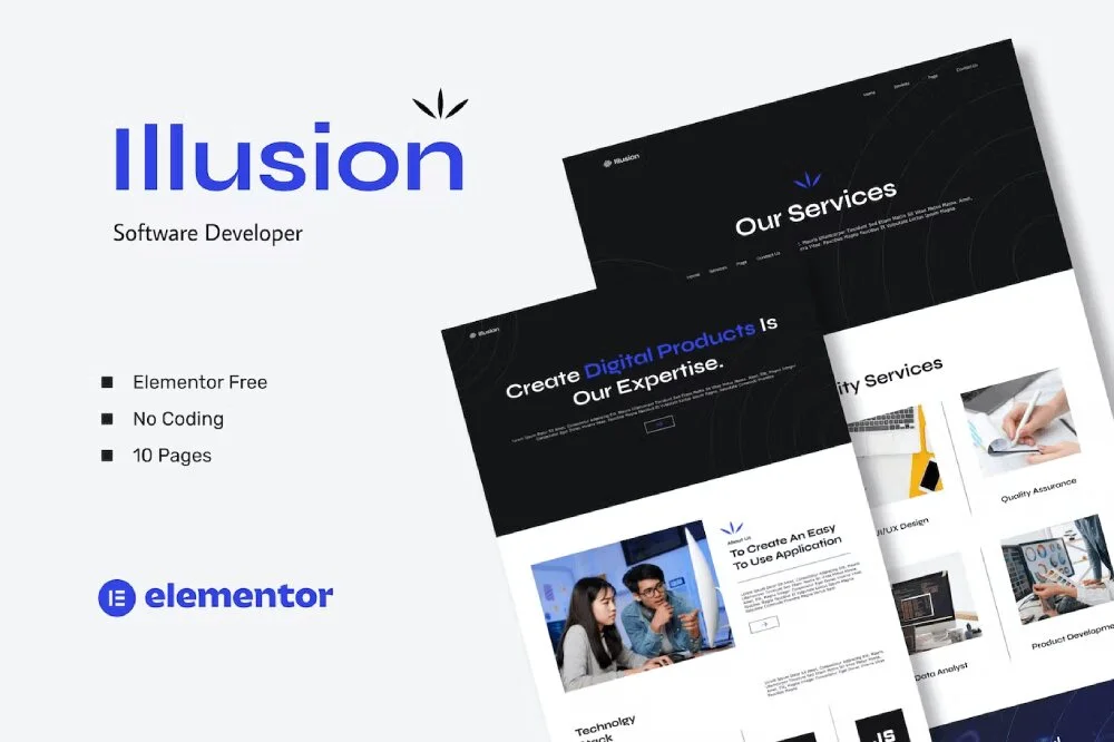illusioncover illusion - elementor template kit for software developer - image 1