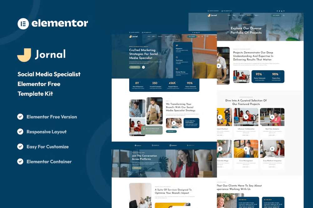 jornal-cover jornal – elementor template kit for social media specialists - image 1