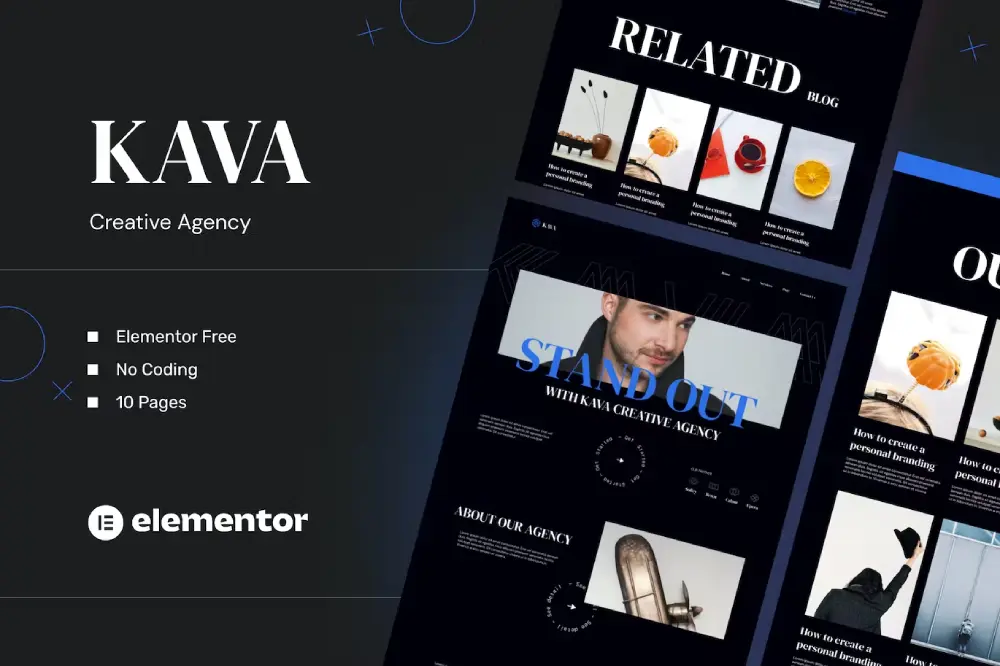 kavacover kava: elementor template kit for creative agency websites - image 1