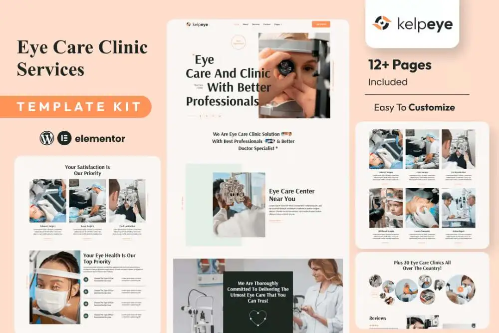kelpeyecover kelpeye: elementor template kit for optometrists & eye care clinics - image 1