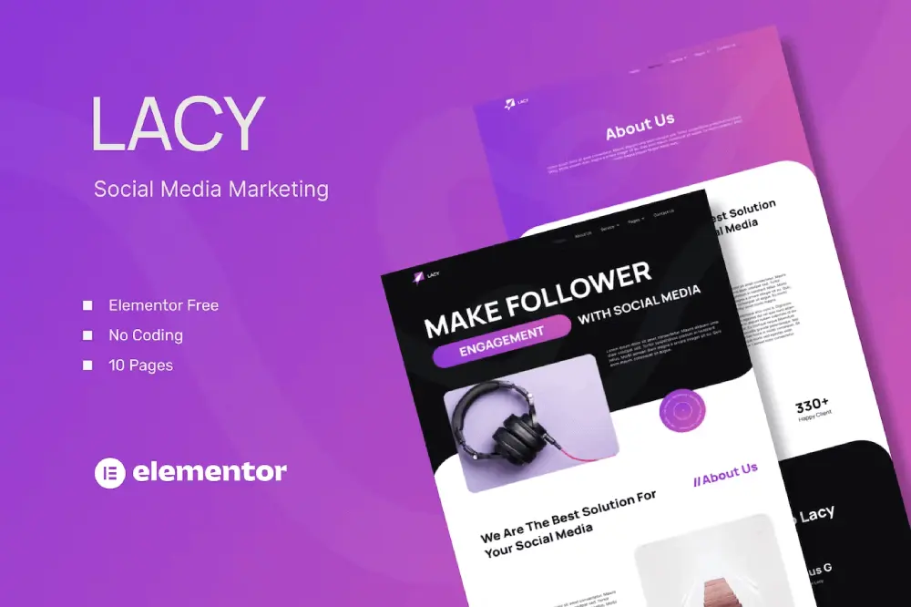 lacycover lacy: elementor template kit for social media marketing - image 1