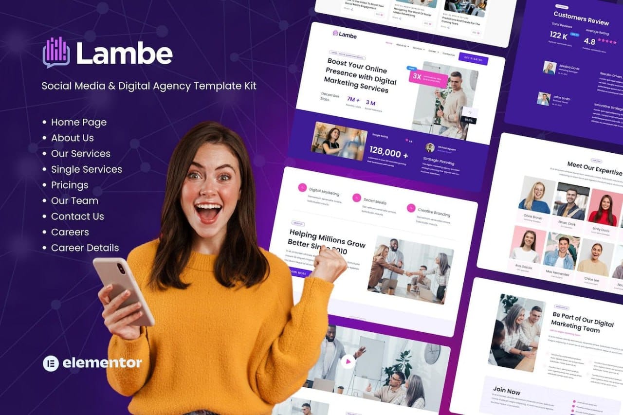 lambe lambe - digital marketing agency elementor template kits - image 1