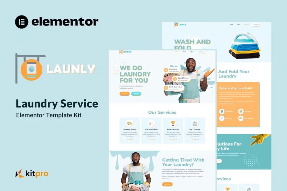 launlycover launly – laundry service elementor template kit - image 1