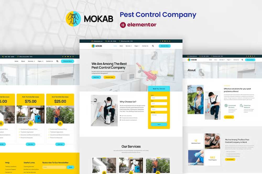 mokabcover mokab - elementor template kit for pest control services - image 1