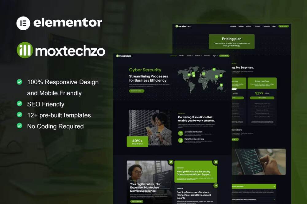 moxtechzocover moxtechzo - tech company & it service elementor template kit - image 1