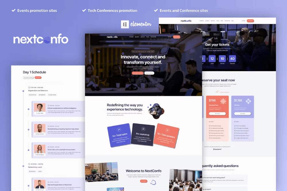 nextconfo-cover nextconfo – elementor pro template kit for events & conferences - image 1