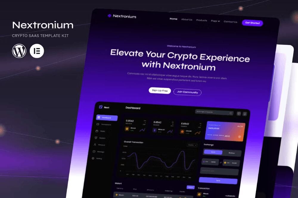 nextroniumcover nextronium - elementor template kit for crypto saas solutions - image 1