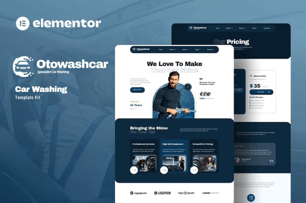 otowashcar-cover otowashcar - elementor template kit for car washing services - image 1