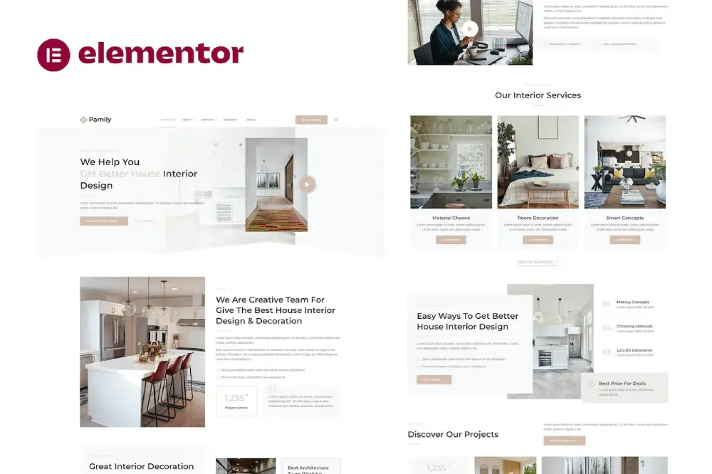 pamily-cover pamily: elementor template kit for house interior design - image 1