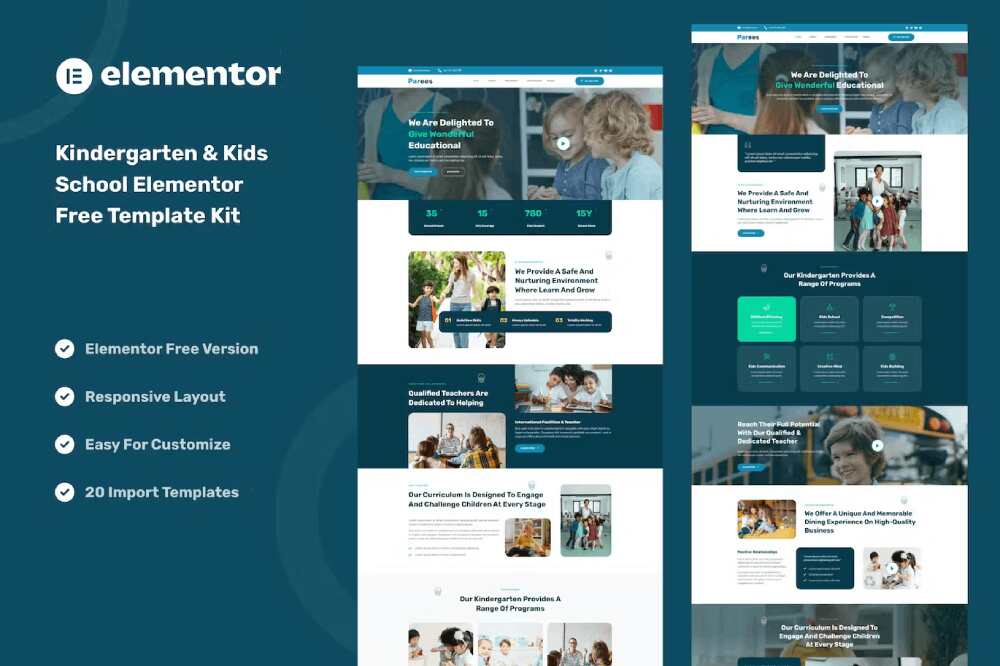 pareescover parees - elementor template kit for kindergarten & kids schools - image 1