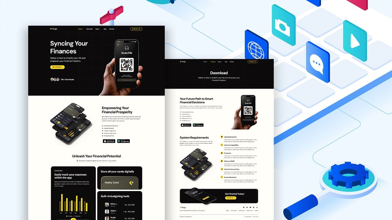 pingo pingo: elementor template kit for fintech startup mobile apps - image 1