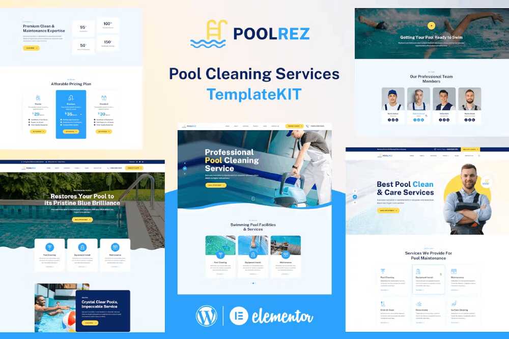 poolrezcover poolrez - elementor template kit for pool cleaning services - image 1