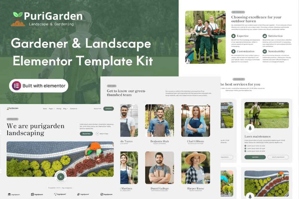 purigardencover purigarden - template kit for gardener & landscape with elementor - image 1