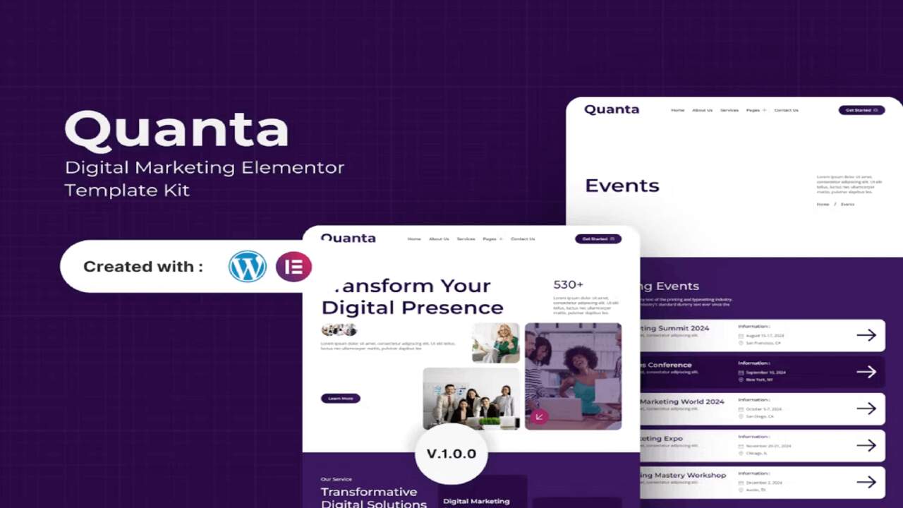 quantacover quanta – digital marketing elementor template kit - image 1