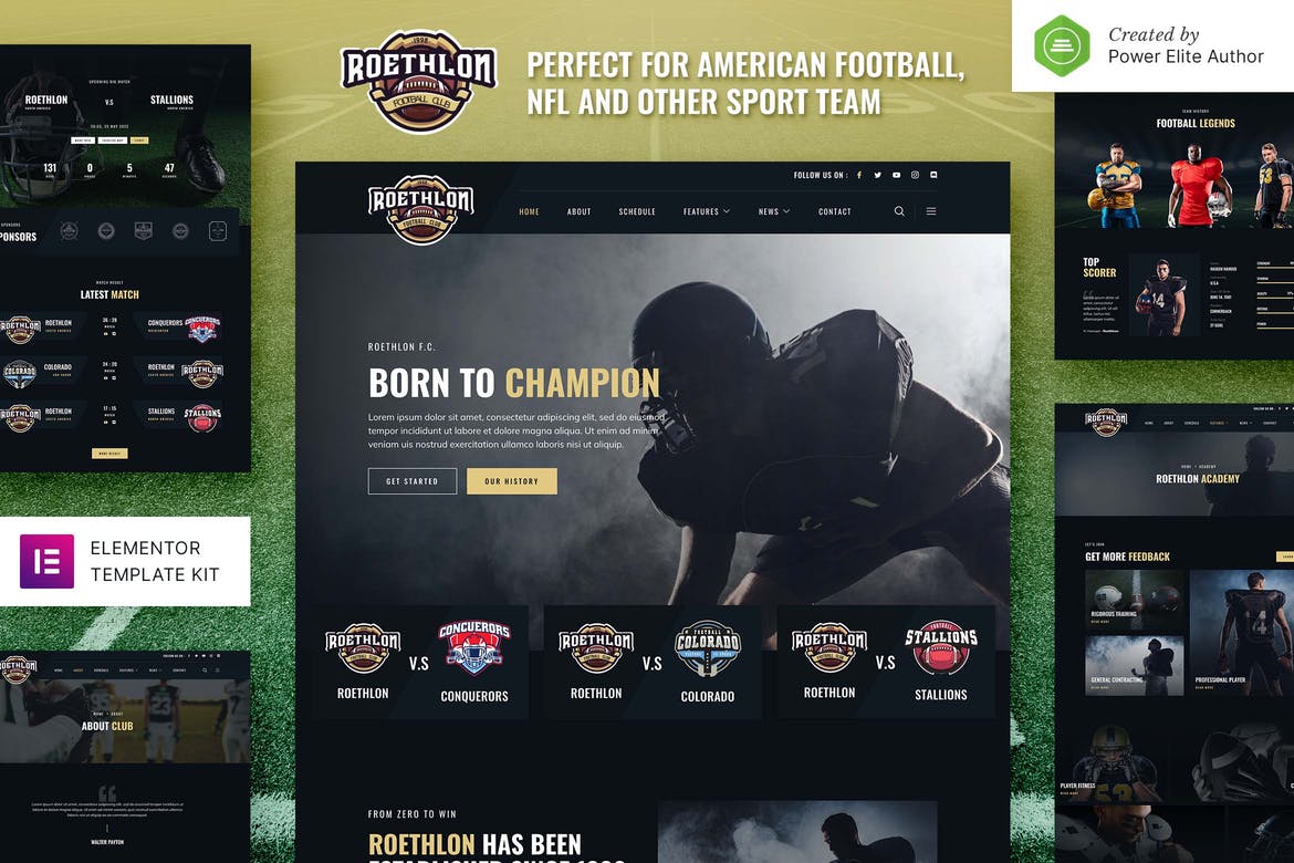 roethlon roethlon – american football & nfl elementor template kit - image 1