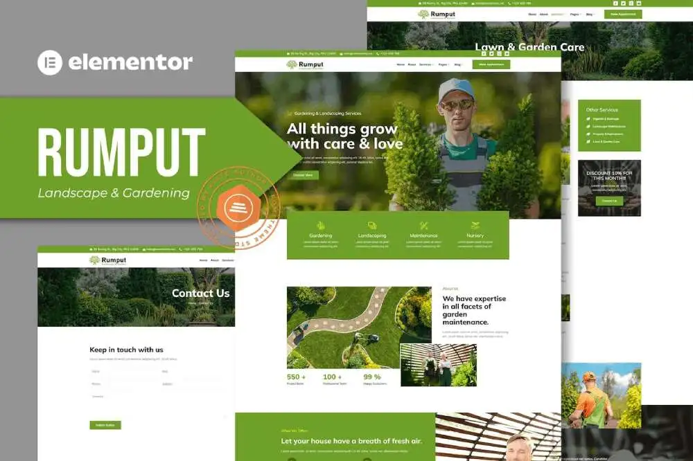 rumput-coverimage rumput: elementor template kit for landscape & gardening services - image 1