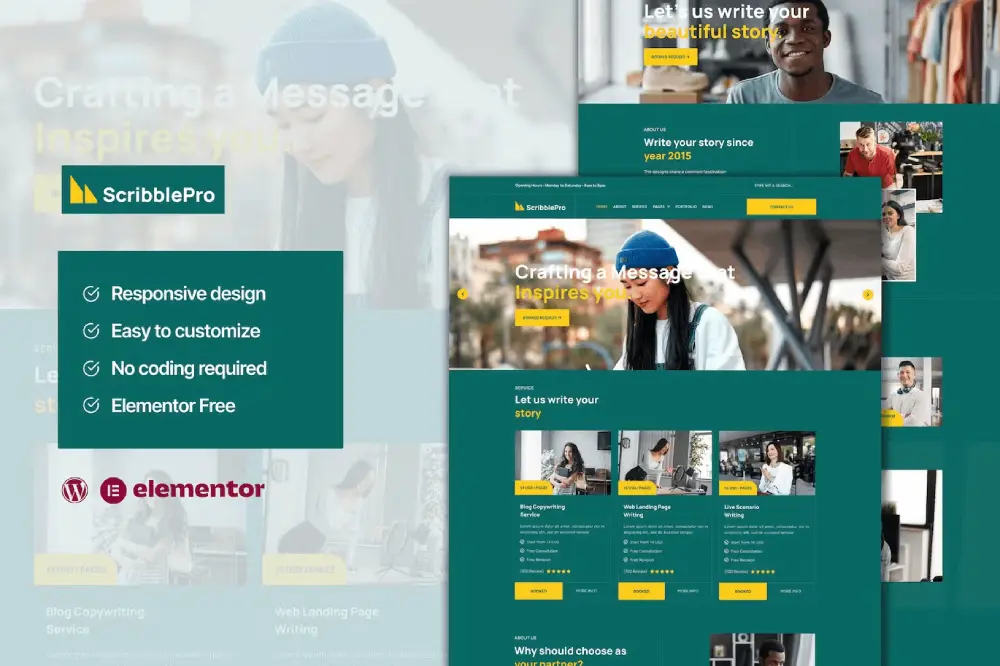 scribble-pro scribble – elementor template kit for content writing services - image 1