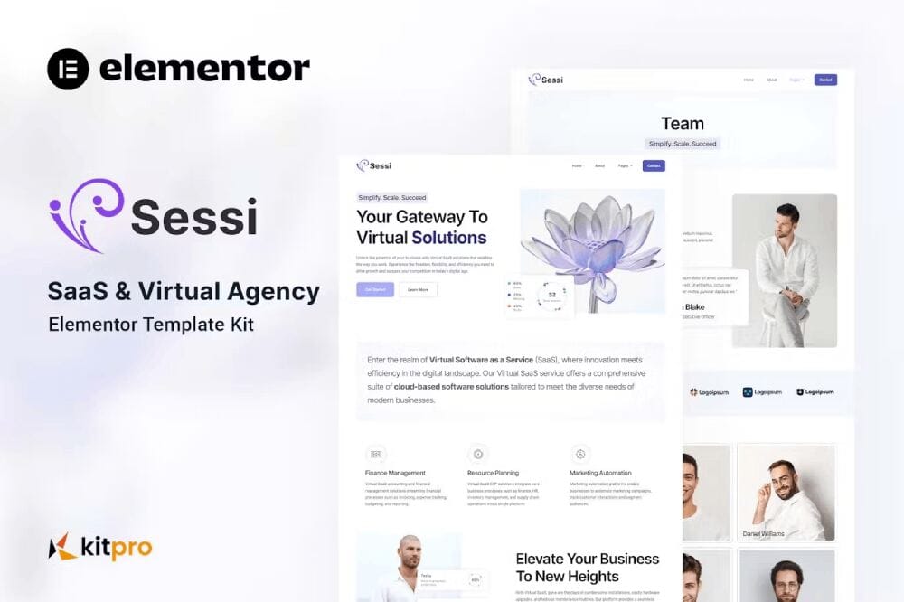 sessicover sessi - saas & virtual agency template kit for elementor - image 1