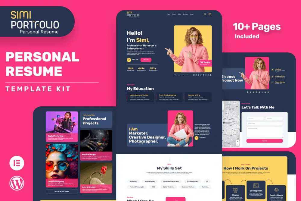 simicover simi - personal portfolio & resume elementor template kit - image 1