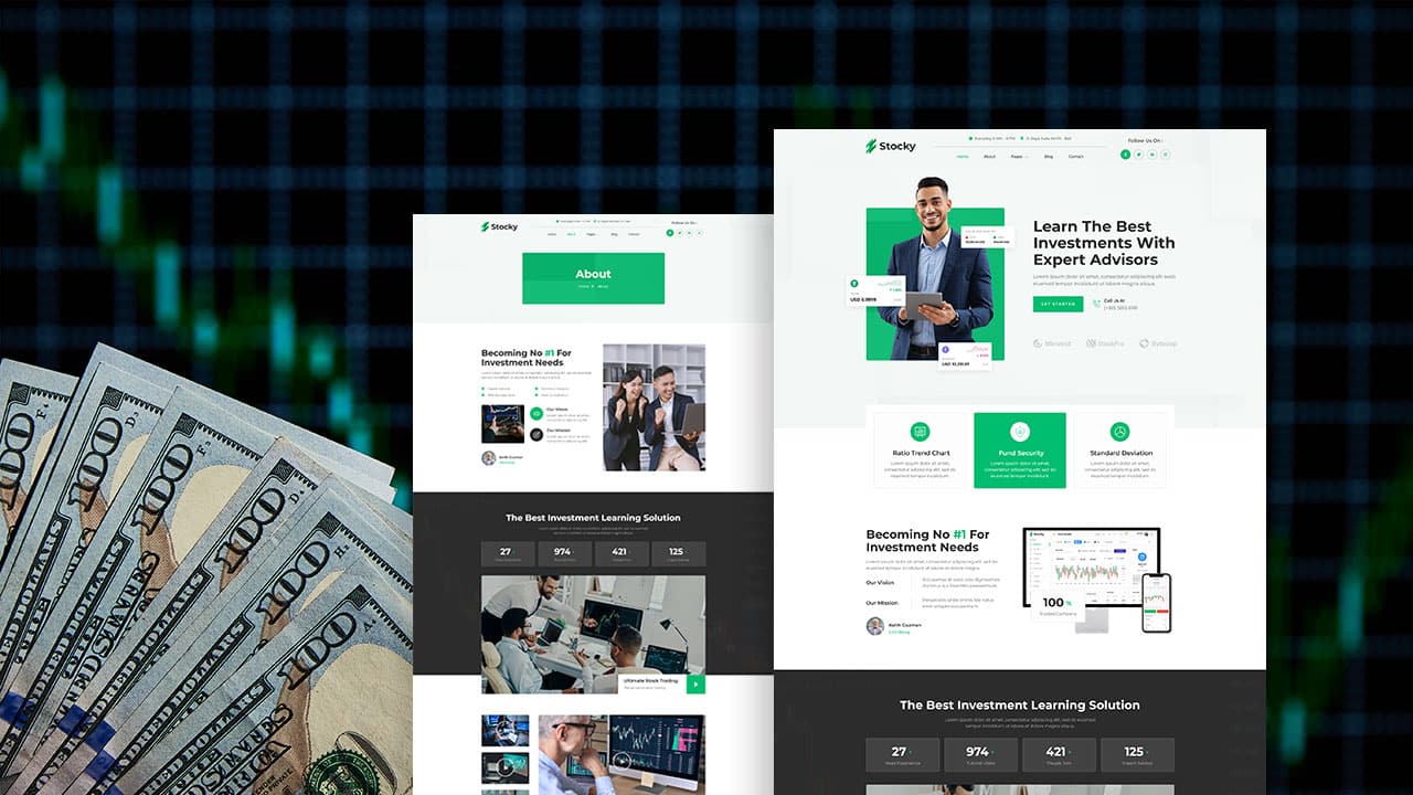 stocky stocky: elementor template kit for stock advisors & investments - image 1
