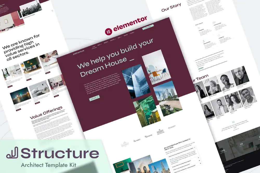 structurecover structure: elementor pro template kit for architects & interior designers - image 1