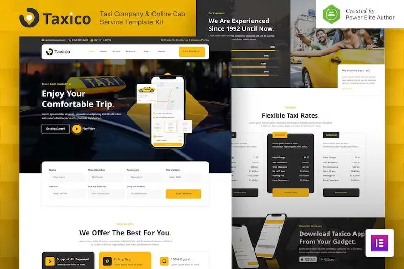 taxico taxico – taxi company & online cab service elementor template kit - image 1