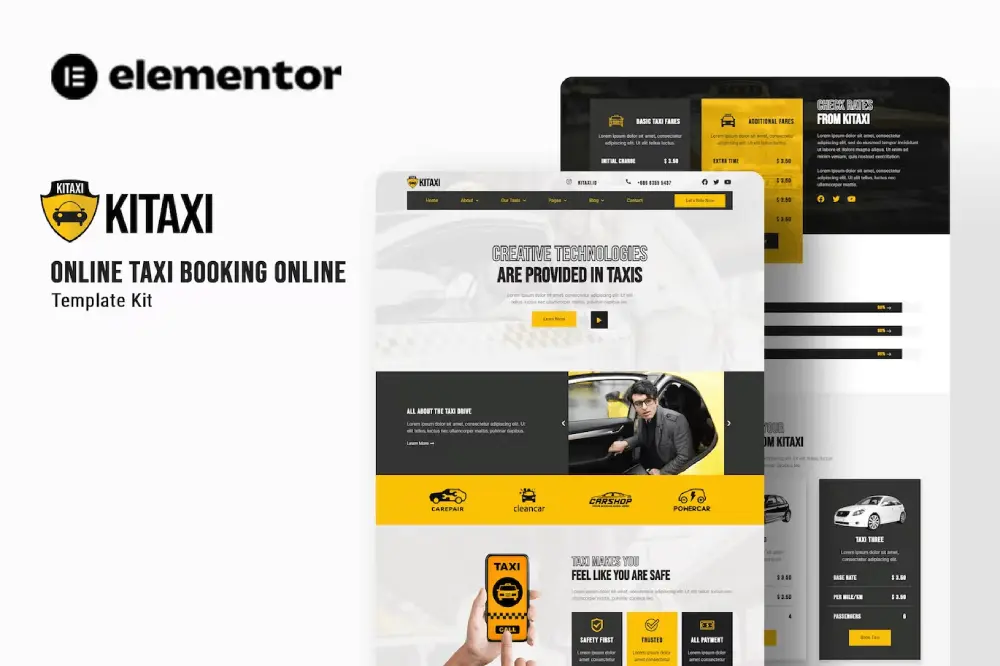 taxita-cover-1 kitaxi: elementor template kit for online taxi booking & cab services - image 1