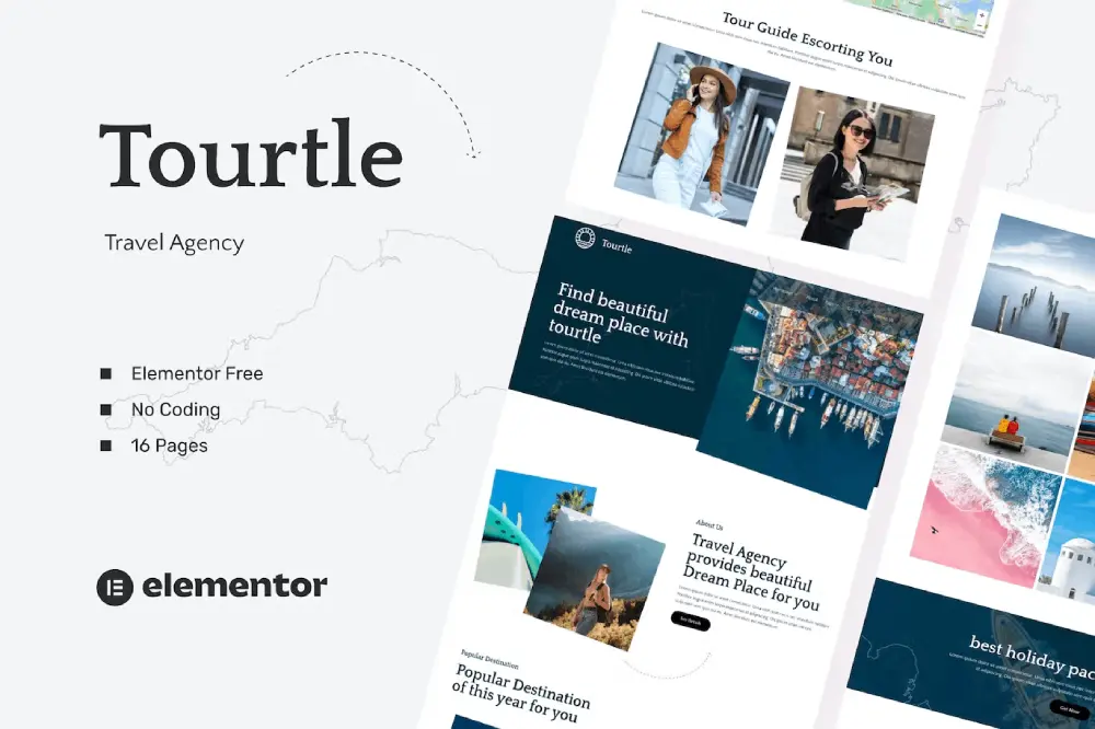 tourtlecover tourtle: elementor template kit for travel agency websites - image 1