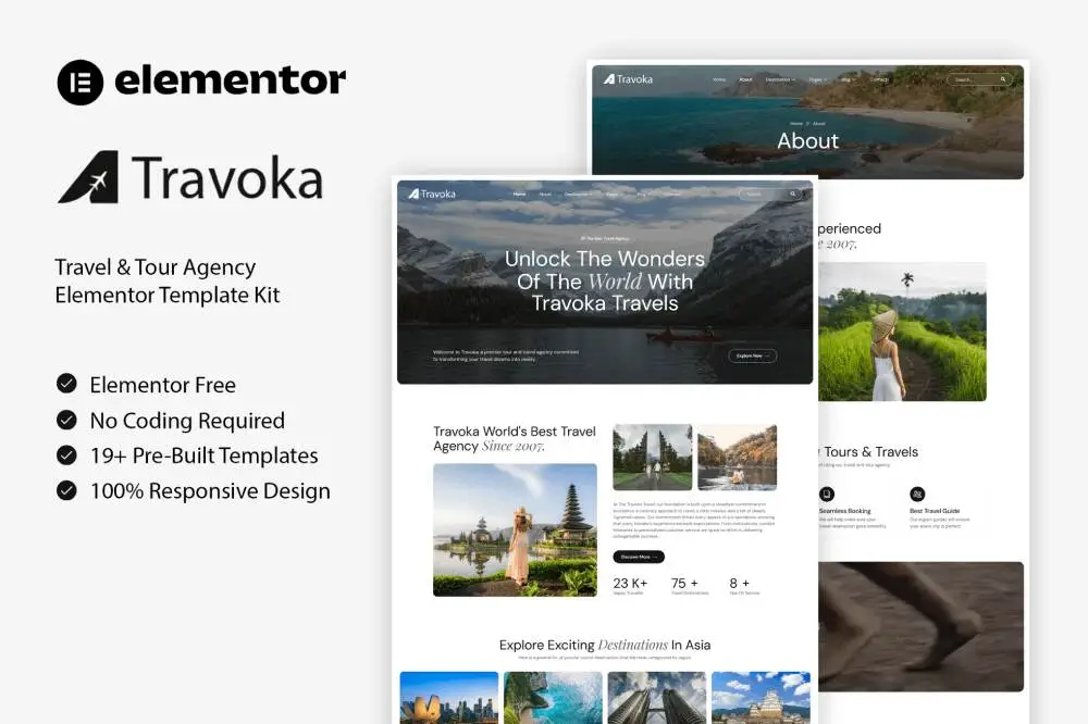 travoka-cover travoka: elementor template kit for travel & tour agencies - image 1