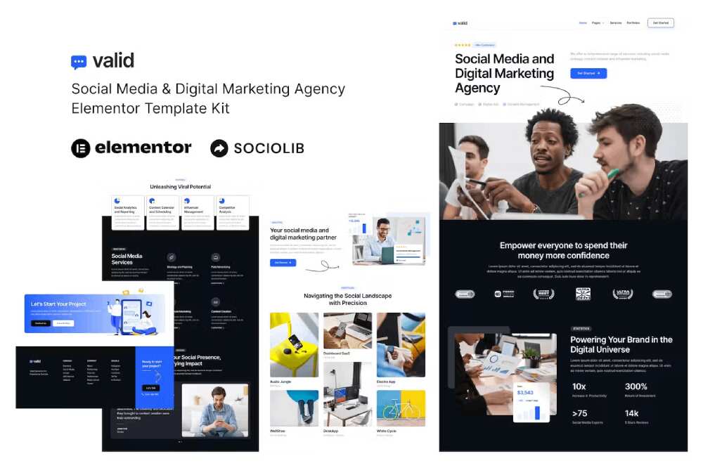 validcover valid – social media & digital marketing agency elementor template kit - image 1