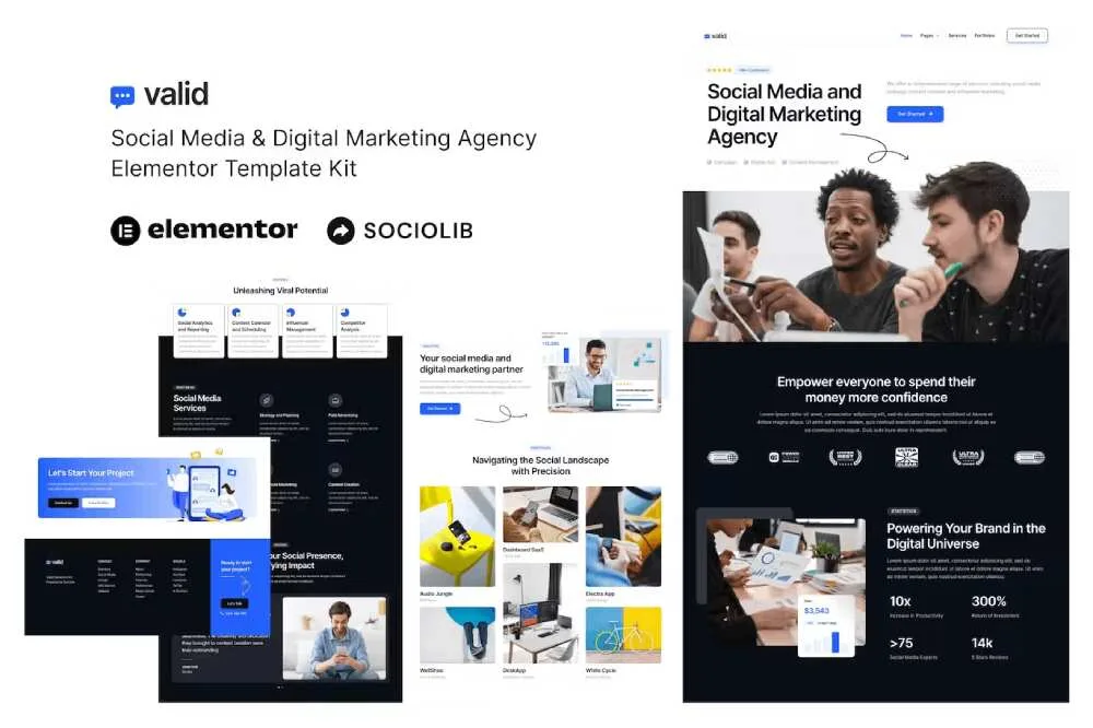 valid – social media & digital marketing agency elementor template kit - image 1