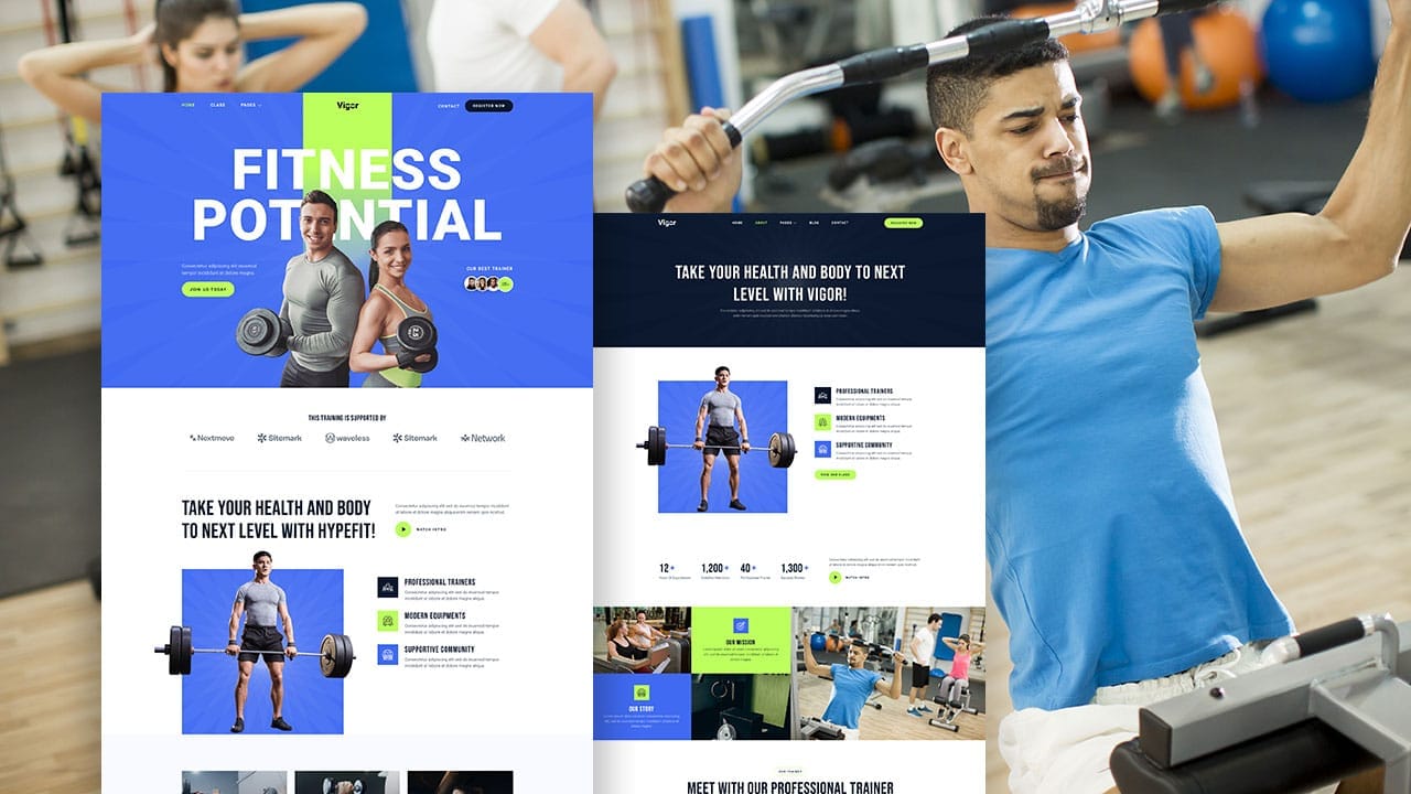 vigor vigor: elementor template kit for personal trainer & fitness services - image 1